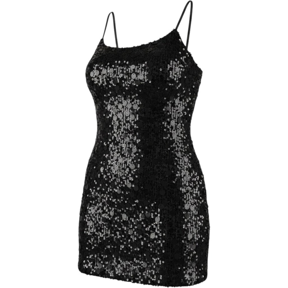Zeflows Black Sequin Mini Dress Womens Medium NWT Sparkly Party Cocktail Dress